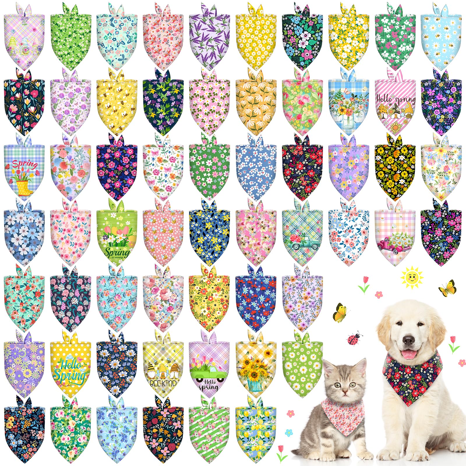 Piklodo spring dog bandanas with a variety of patterns for everyday cute looks.