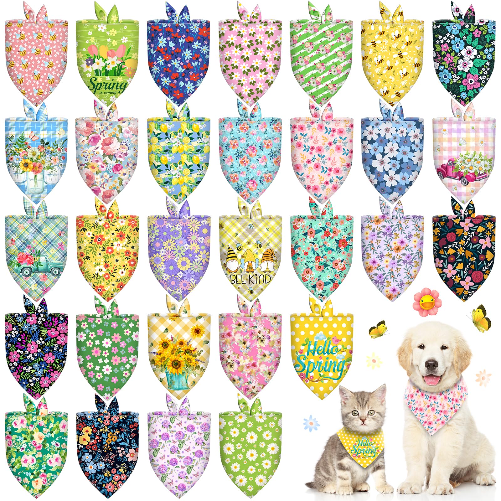 Piklodo spring floral bandana pattern 01 boosts pet photos with vibrant color.