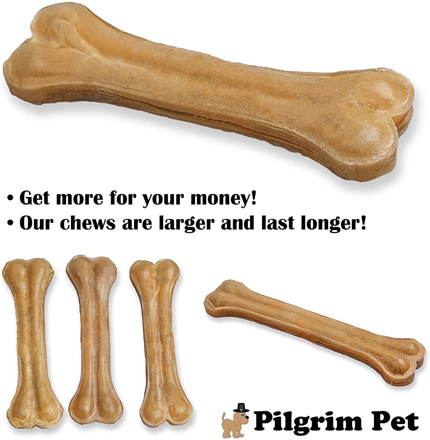 Detail of large 8.5 inch Pilgrim Pet bone size for big breeds