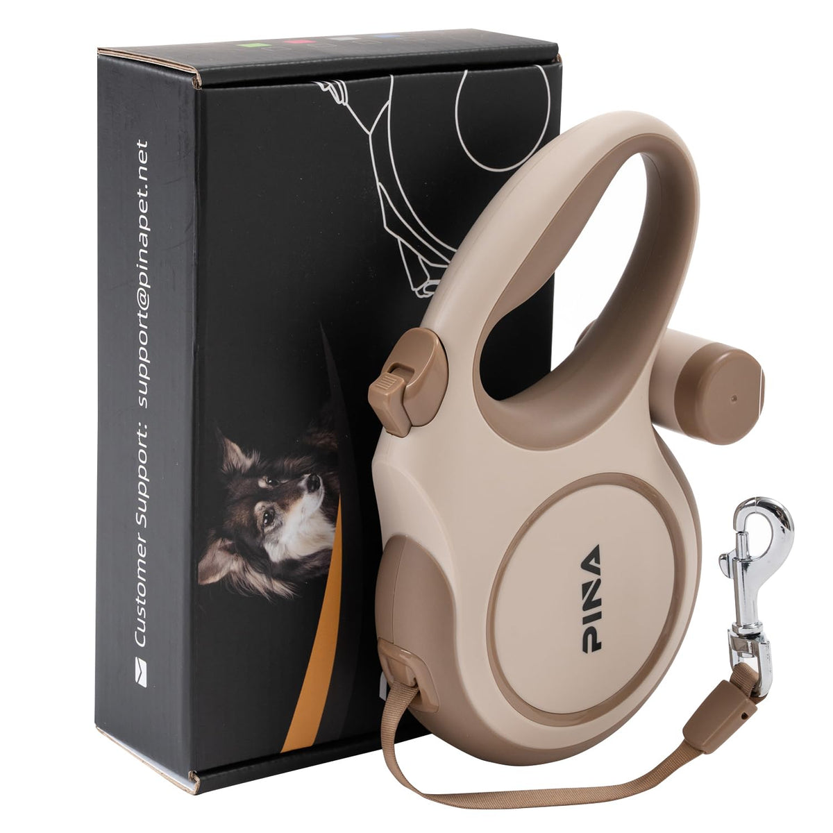 PINA Upgraded Retractable Leash showing 26ft extended reach for safe exploration