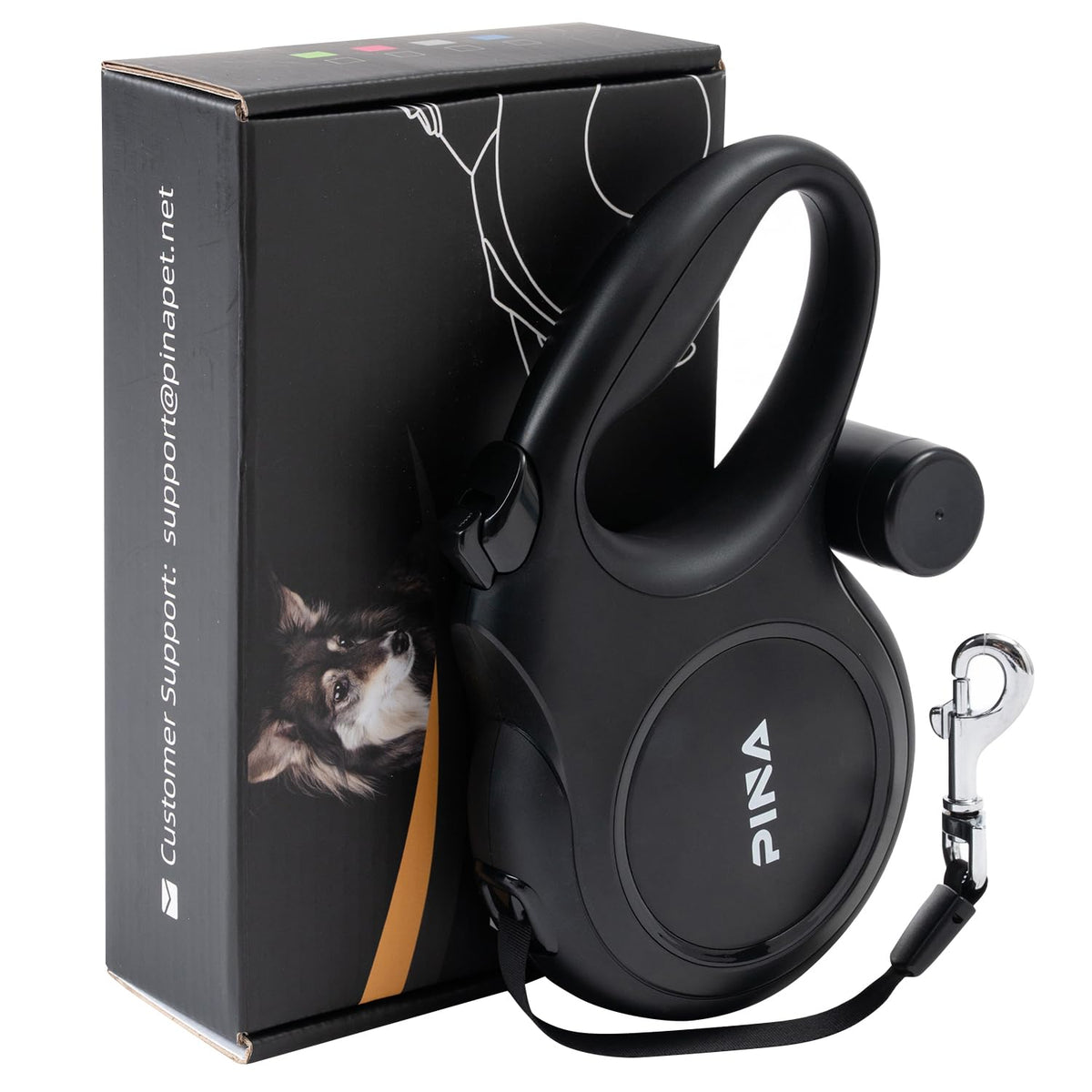 Pina 26ft retractable leash in use for controlled exploration