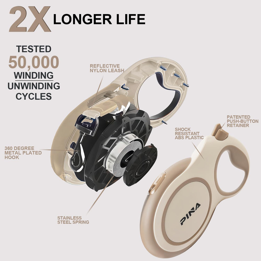 PINA leash featuring ergonomic anti-slip handle for comfortable control
