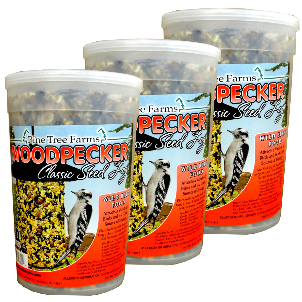 Pine Tree Farms Woodpecker Log Block attracts woodpeckers to your yard