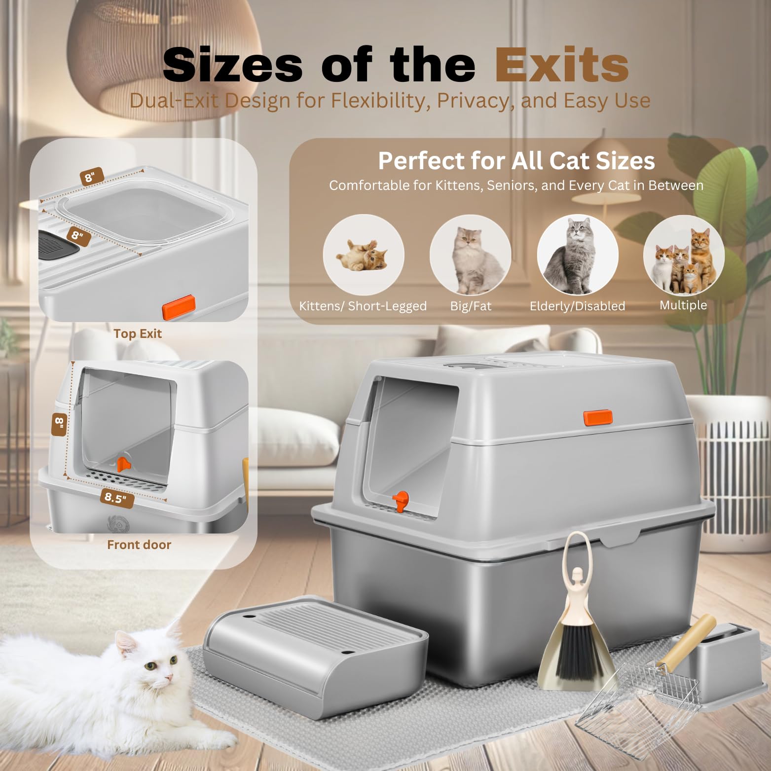 PINENEST XXL 8-inch deep litter pan ideal for large cats and spacious digging
