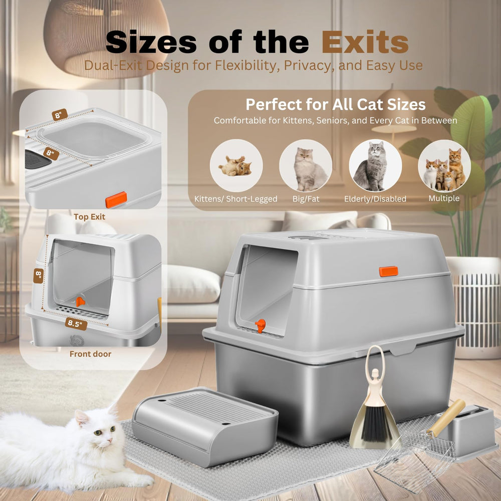 PINENEST XXL 8-inch deep litter pan ideal for large cats and spacious digging