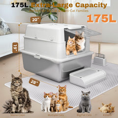 PINENEST XXXXL litter box with 180 degree flip door for quick scooping