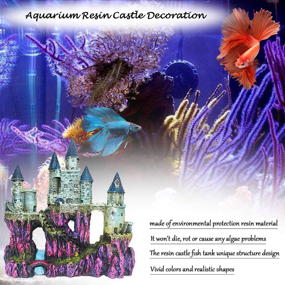 PINVNBY aquarium resin castle assembly-ready setup for quick decorating.