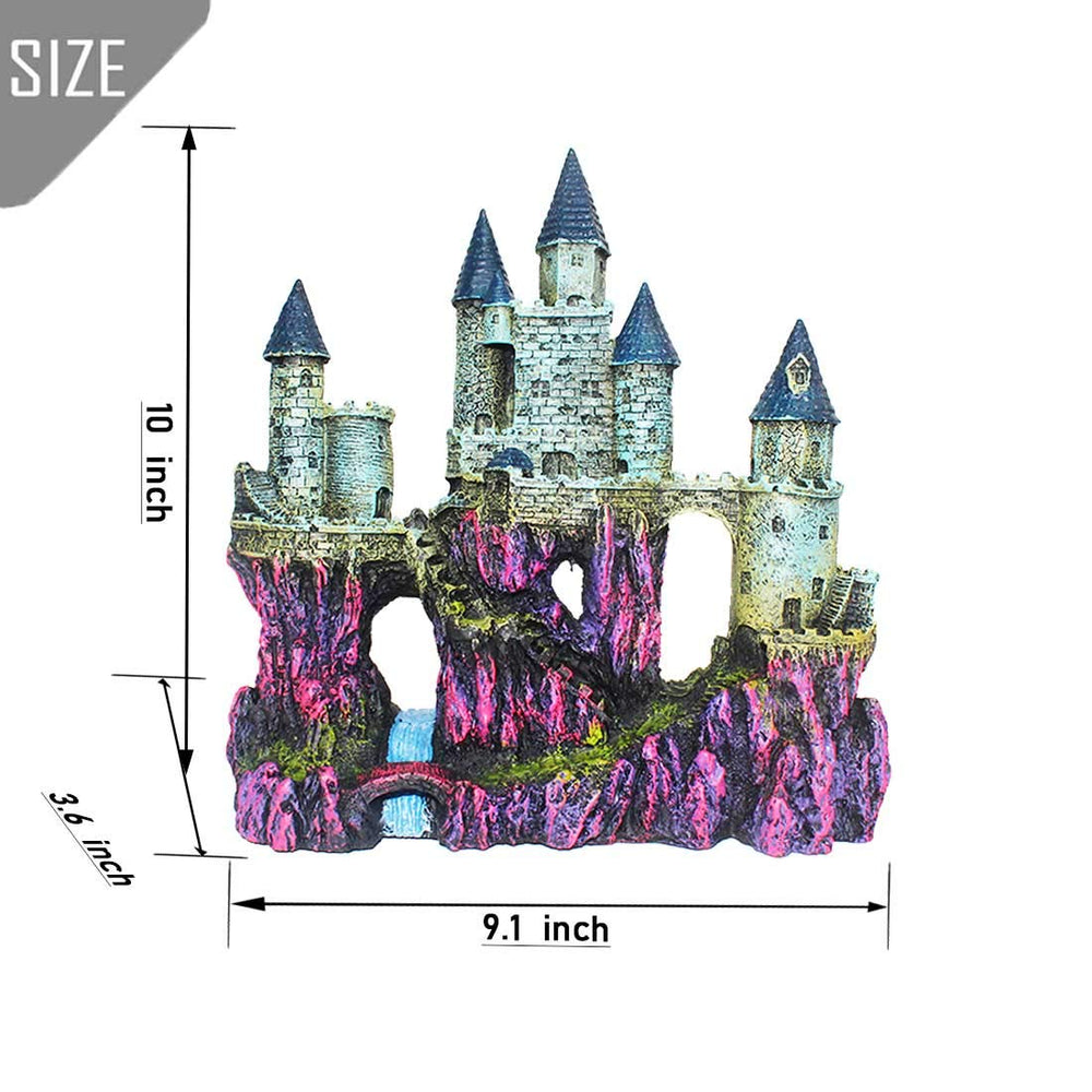 PINVNBY aquarium resin castle detail close-up showcases durable, non-toxic material.