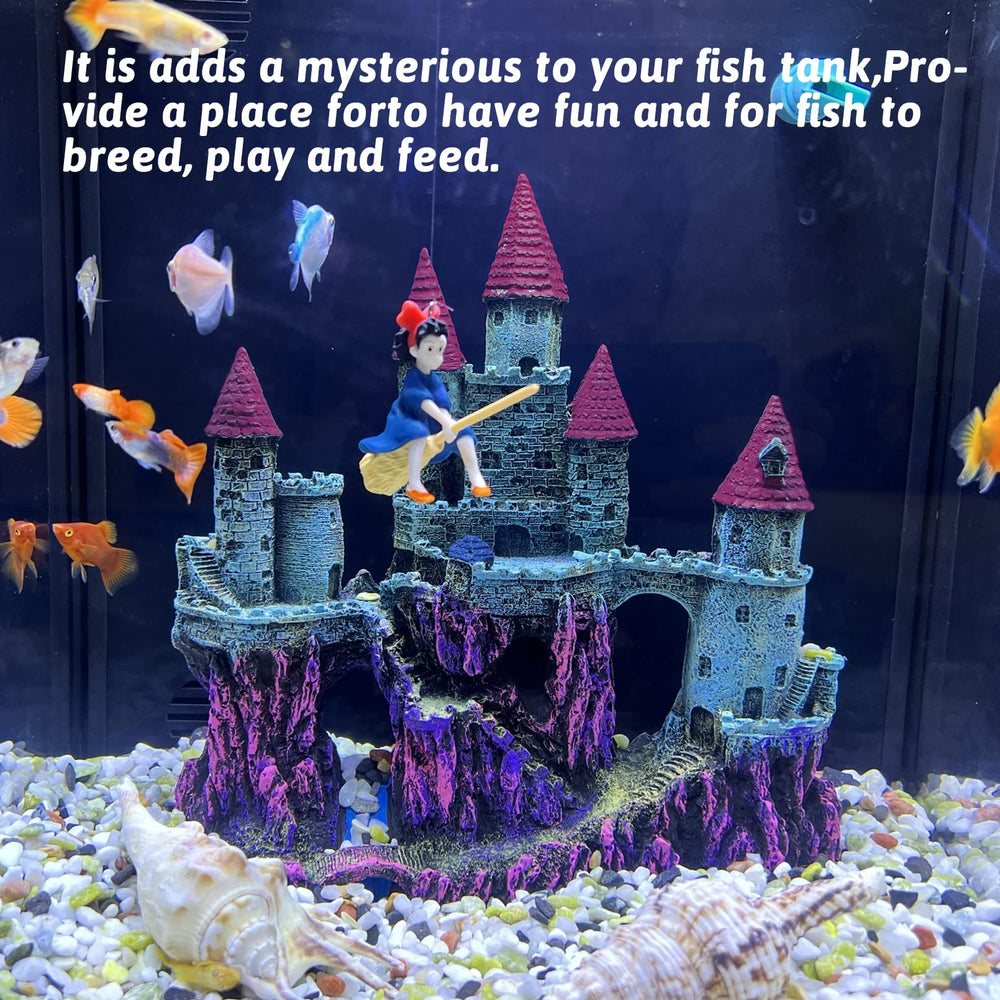 PINVNBY aquarium resin castle detailed-texture showcases craftsmanship and versatile placement in any tank.