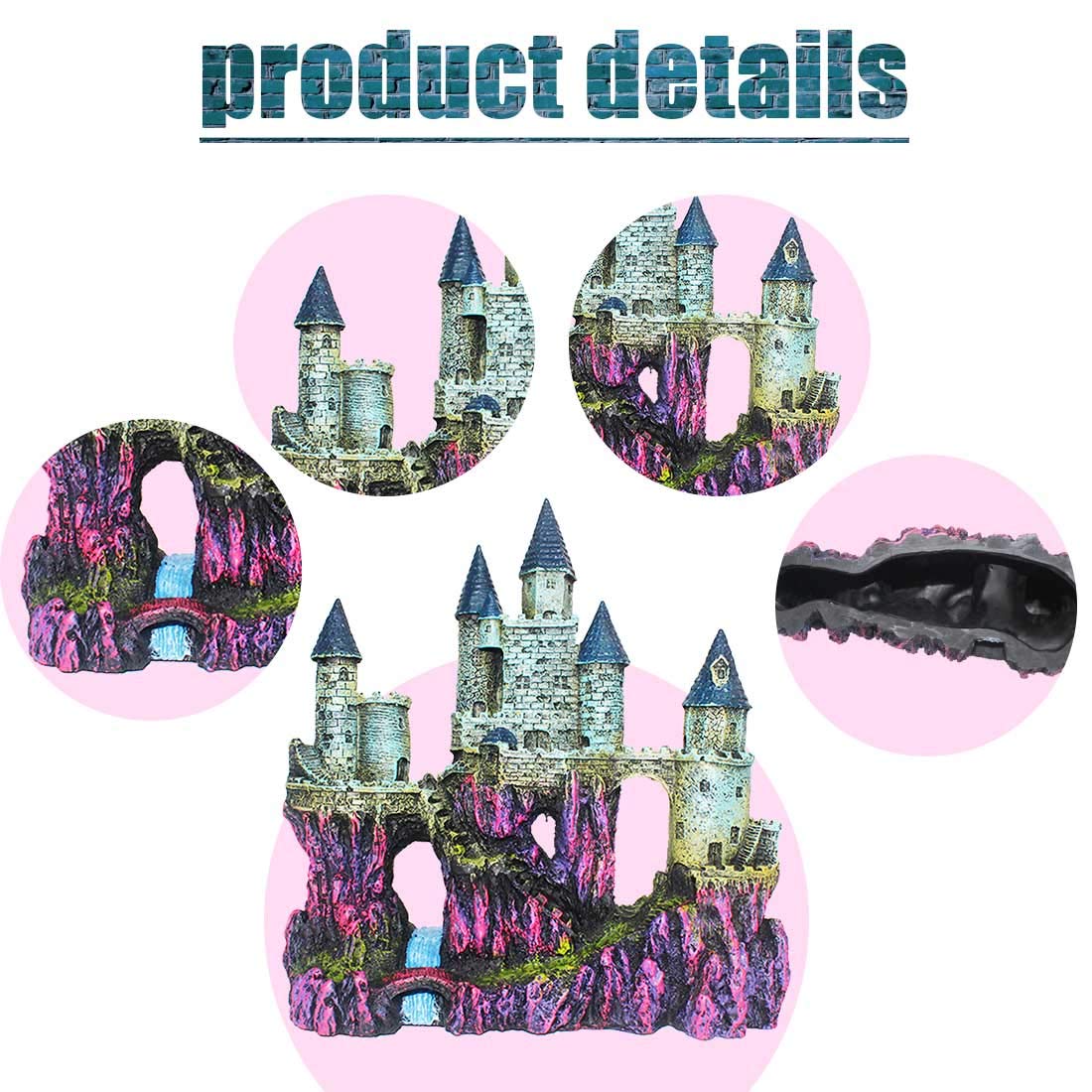 PINVNBY resin castle in-tank display adds colorful focal point for aquariums.