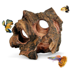 PINVNBY Betta Cave natural wood hideout for aquarium décor and safe shelter.