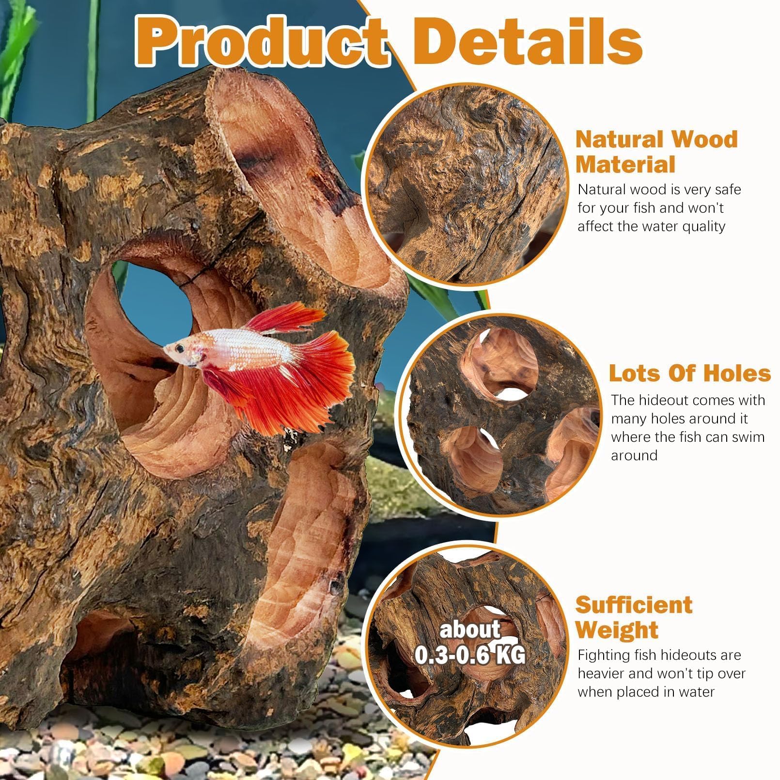 PINVNBY Betta Cave pre-treatment guide demonstrates safe prep steps for aquarium use.