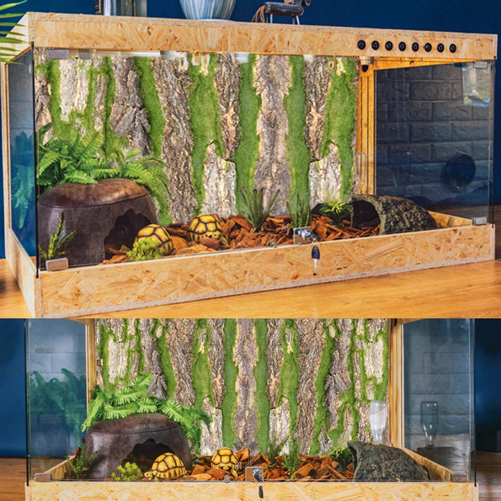 PINVNBY cork terrarium background tree-bark design creates a natural look.