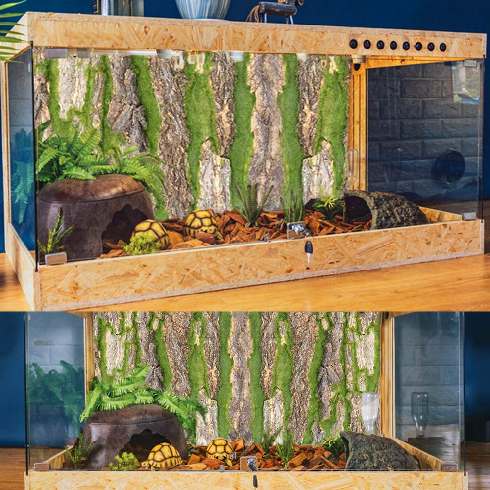 PINVNBY cork terrarium background tree-bark design creates a natural look.