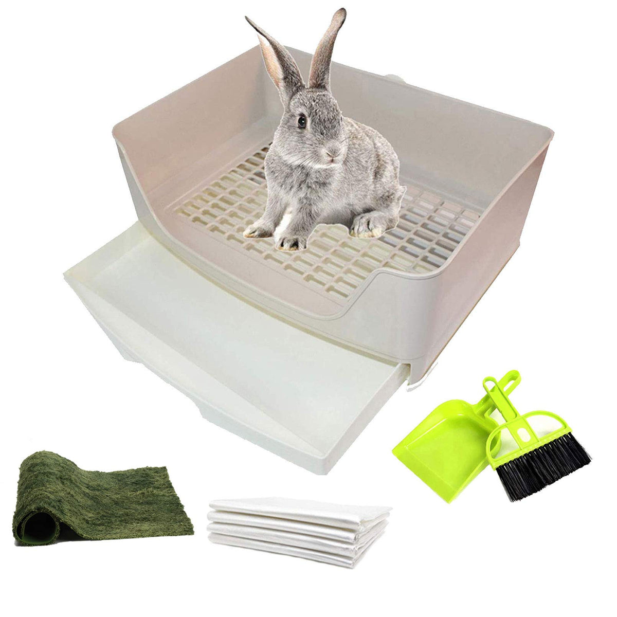 PINVNBY large rabbit litter box assembly for easy setup and secure placement.