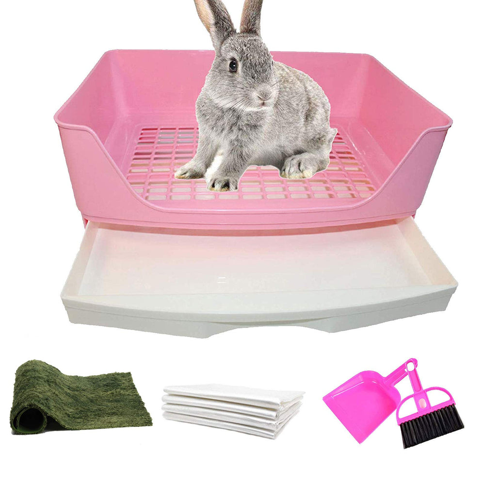 PINVNBY large rabbit litter box corner toilet pink for easy cage setup
