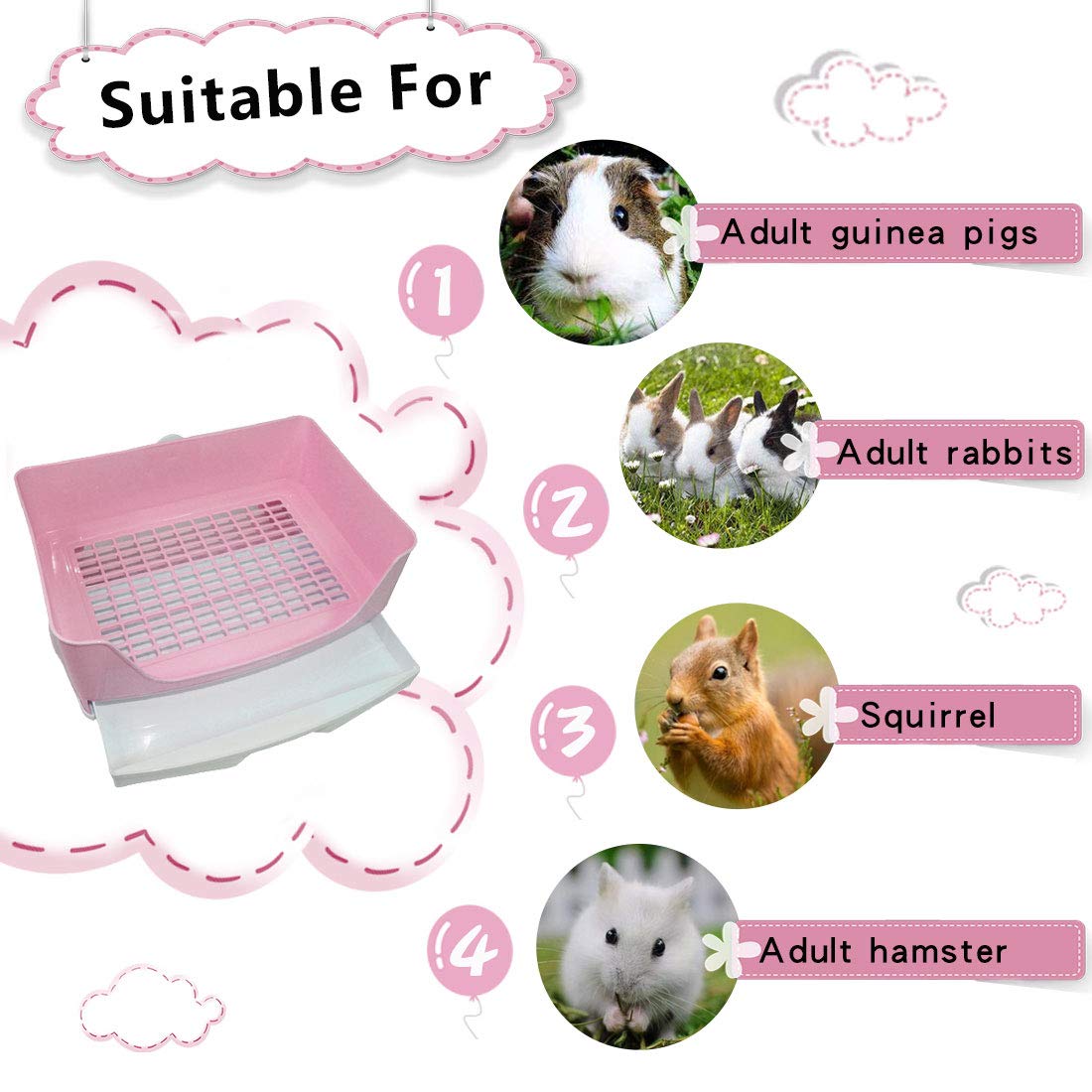 PINVNBY large rabbit litter box low-entry design simplifies pet access.