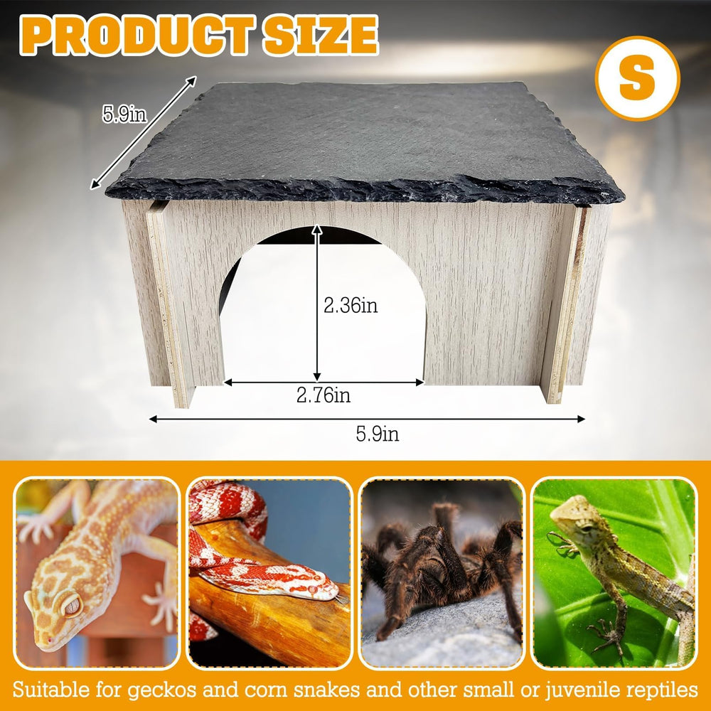 PINVNBY leopard gecko hide slate cave provides secure hiding space.