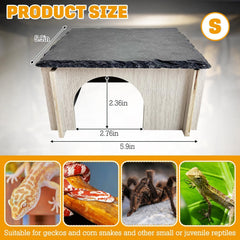PINVNBY leopard gecko hide slate cave provides secure hiding space.