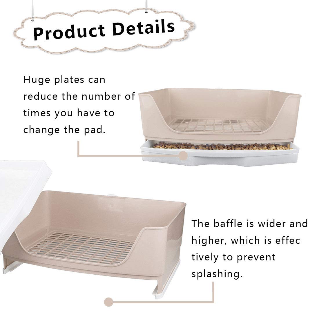 PINVNBY low-entry litter pan for easy access by small pets