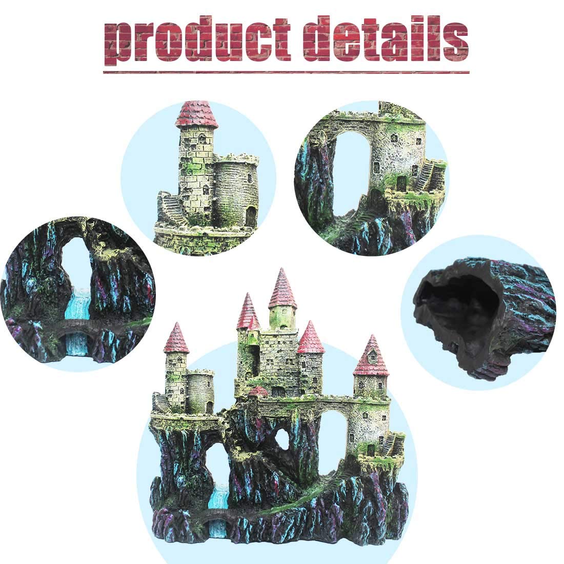 PINVNBY castle hideout enhances play and exploration for aquatic pets.