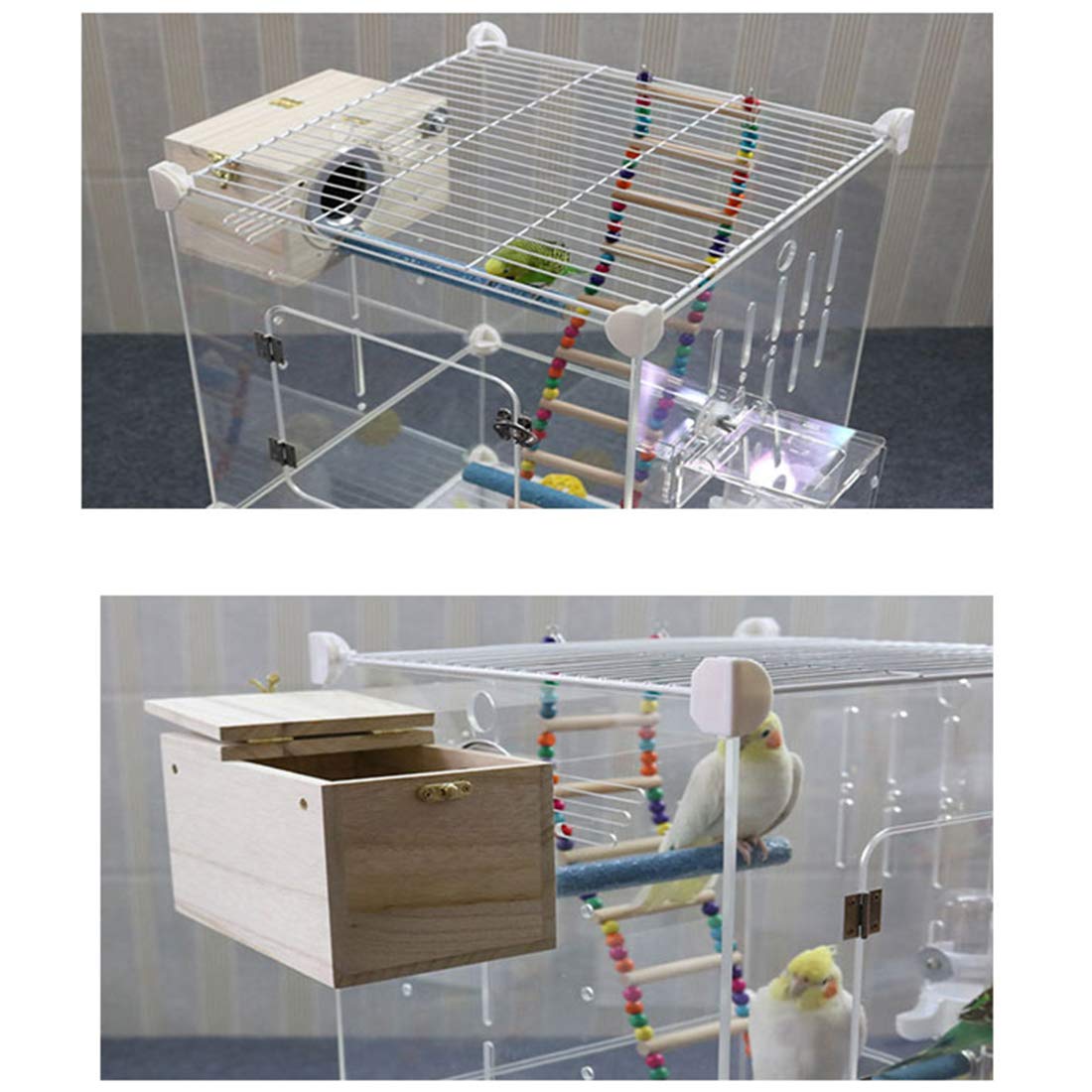 PINVNBY parakeet nesting box arc design bolt-lock for stability.