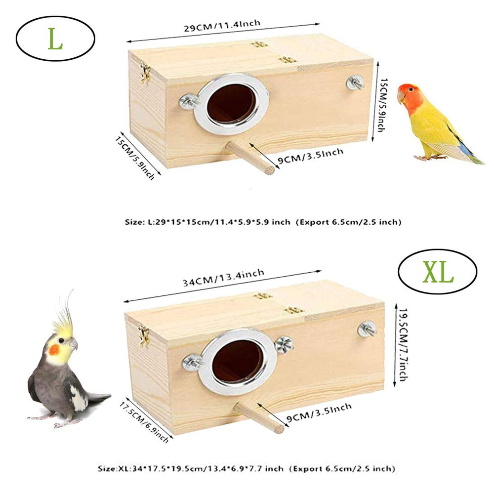 PINVNBY parakeet nesting box small entrance protects from wind and predators.
