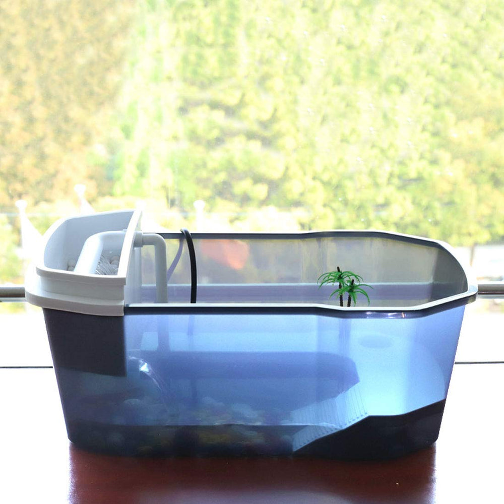 PINVNBY turtle tank transparent design makes monitoring easy for small pets.