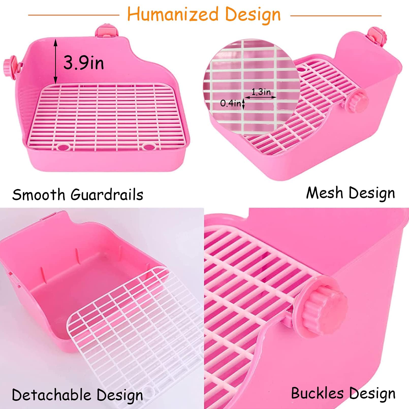 PINVNBY litter box securely attached to cage with buckles