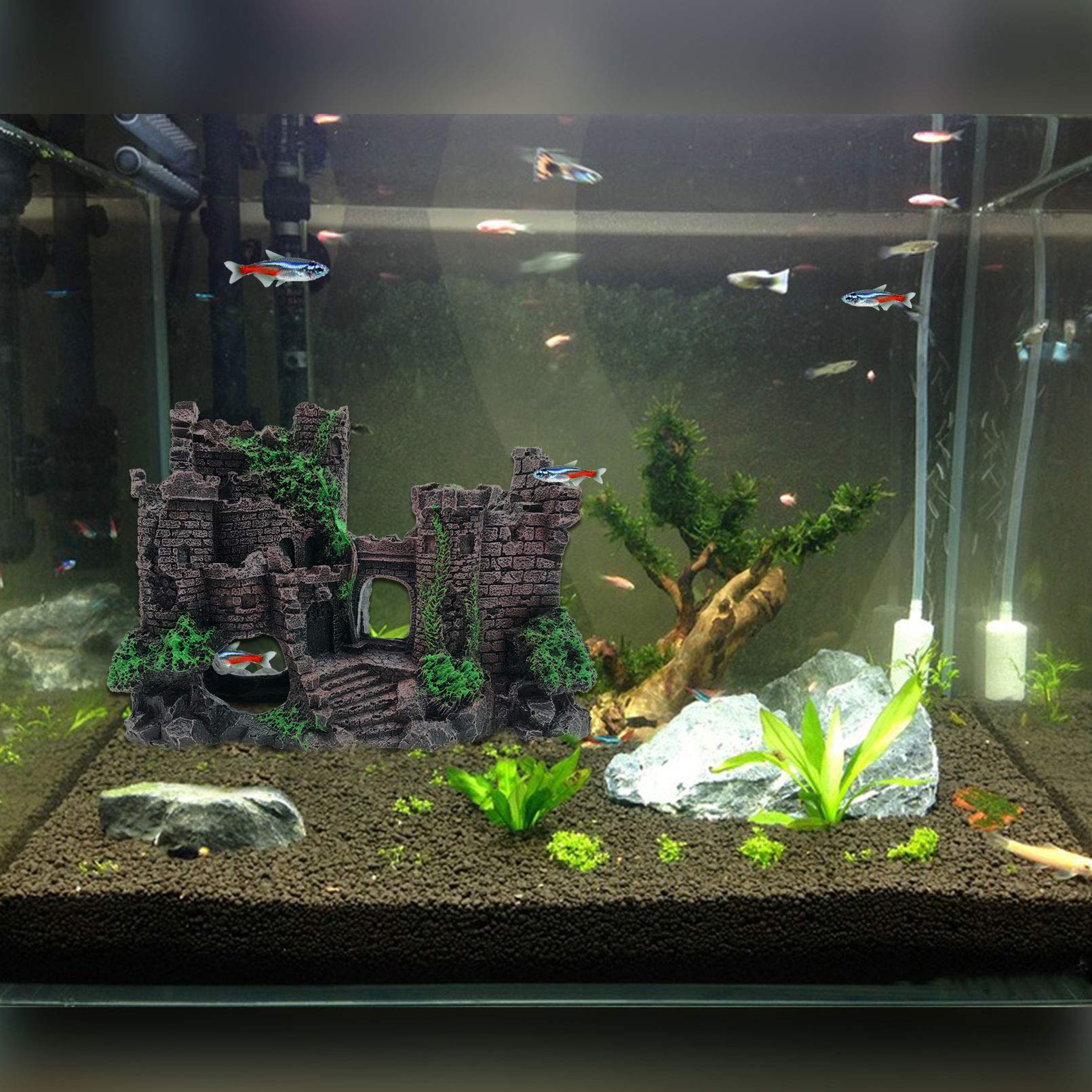 PINVNBY water-safe castle improves aquaterrarium landscape