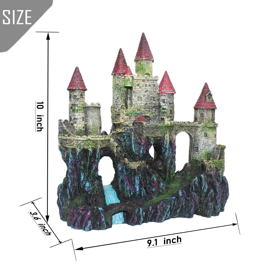 PINVNBY resin castle for fish tank creates a secure retreat for small fish.