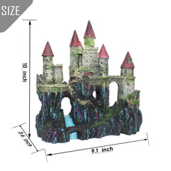PINVNBY resin castle for fish tank creates a secure retreat for small fish.