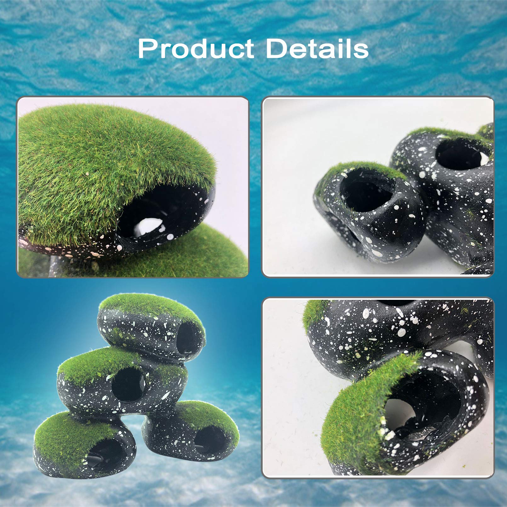 PINVNBY Stone Aquarium Hideaway size 7-5in helps you gauge tank compatibility.