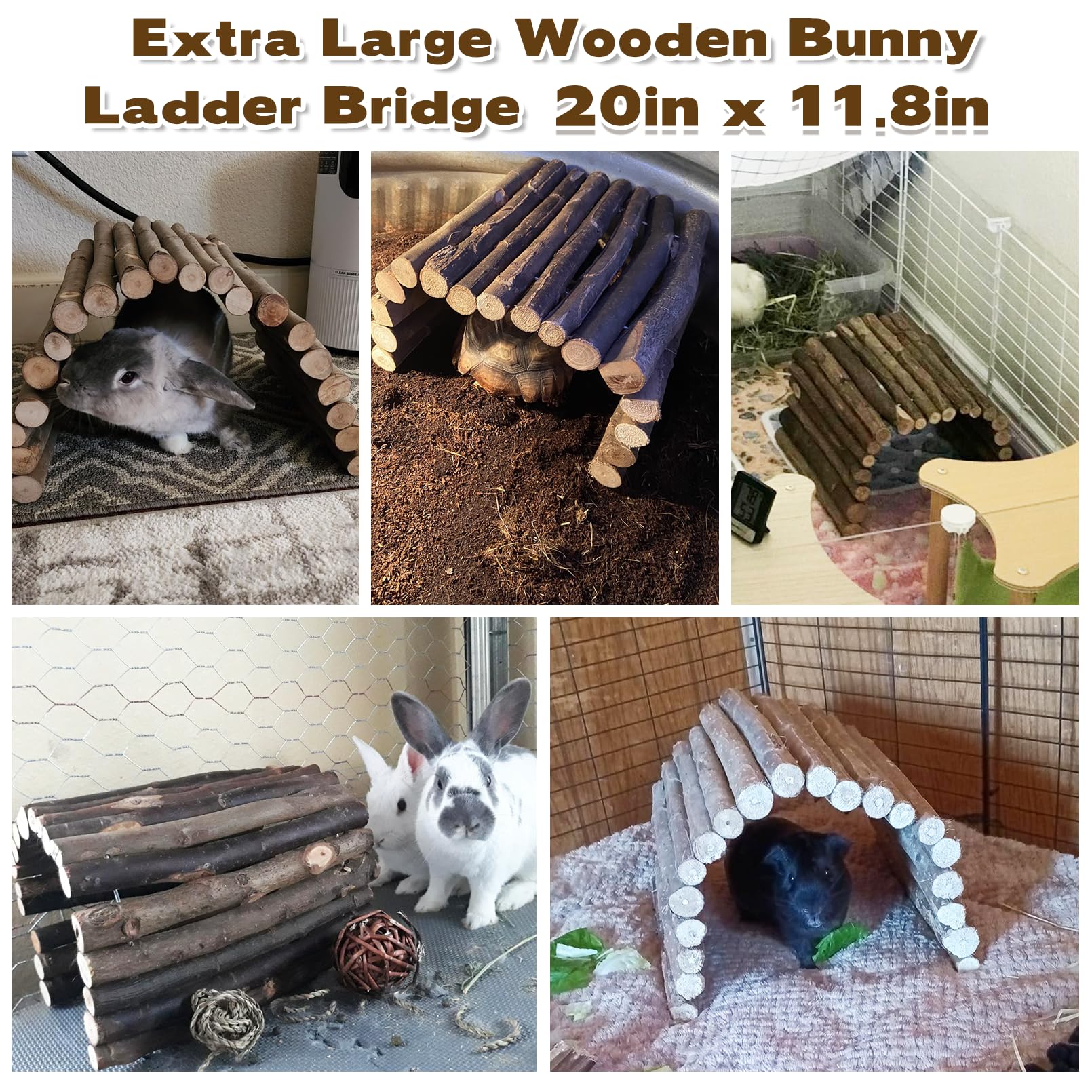 PINVNBY wooden ladder bridge curled into a cozy nest for small pets.
