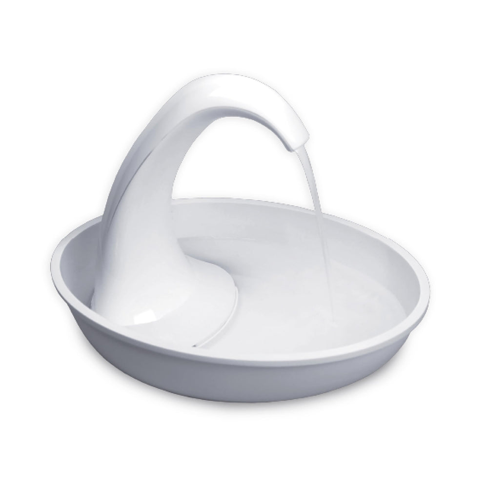 Pioneer Pet Swan bubbler fountain keeps water moving to promote hydration