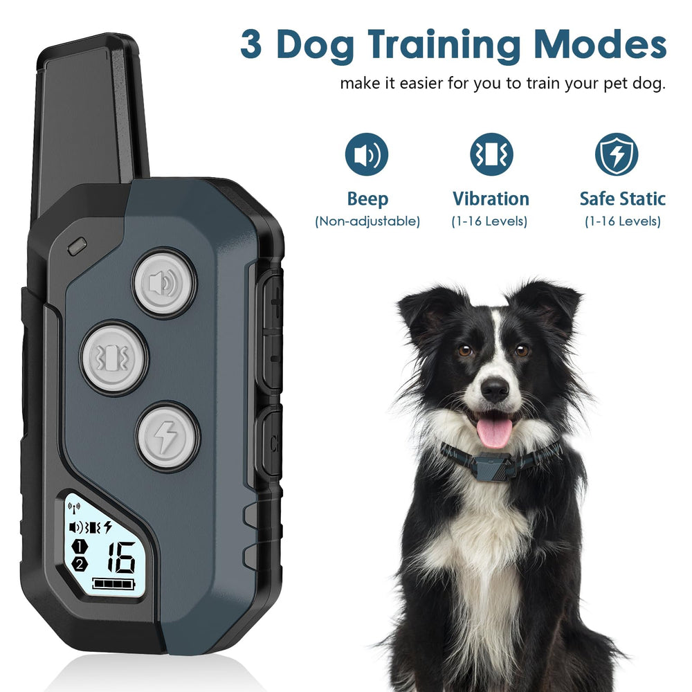 PIOUNS Shock Collar remote demonstrates long-range control for outdoor training sessions.