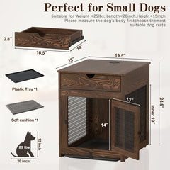 Piskyet dog crate end table side view highlights chew-proof mesh for safety.