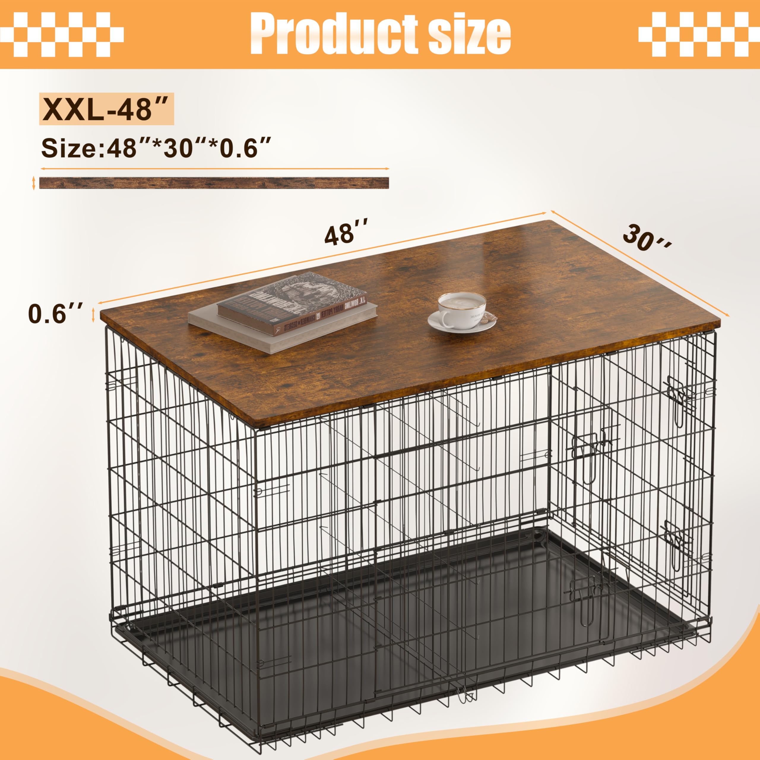 Piskyet rustic brown 42-inch topper complements medium crates with solid fit.