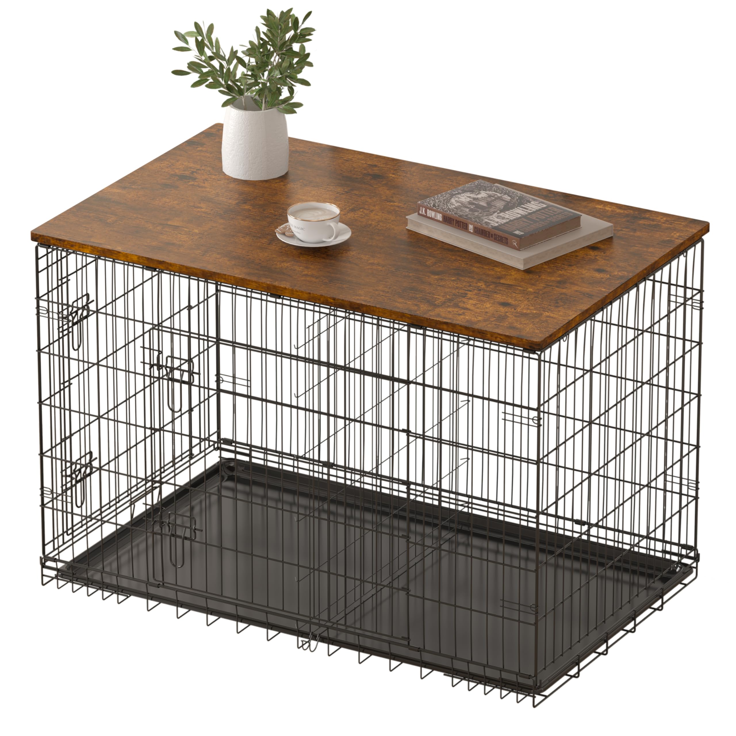 Piskyet rustic brown 48-inch crate topper shows a stylish, protective top surface.