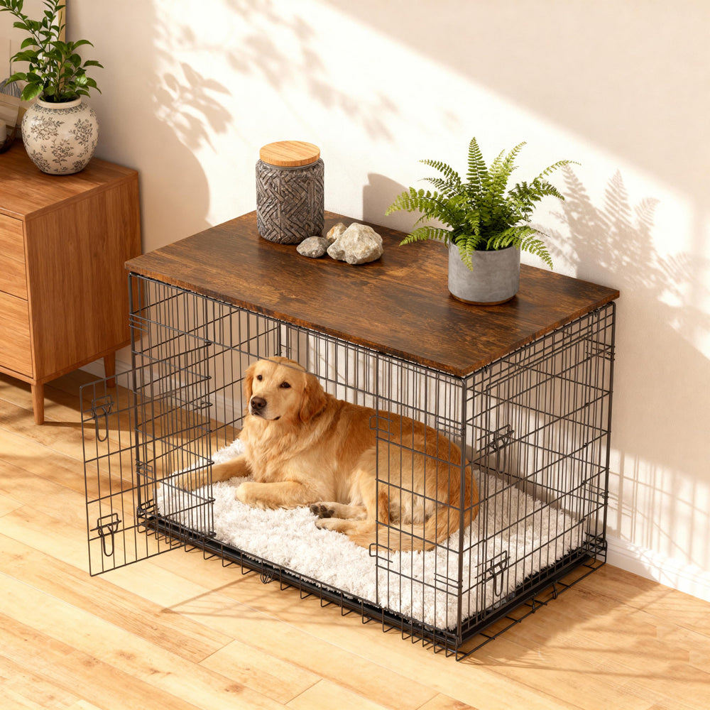 Piskyet rustic brown crate topper in a living room blends with furniture