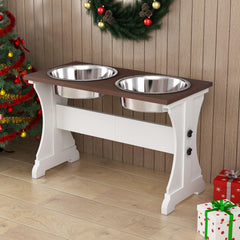 Piskyet elevated dog bowls stand shows ergonomic height for comfortable meals.