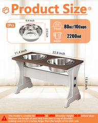 Piskyet farmhouse style dog bowls on a stand with two bowls for stylish meals