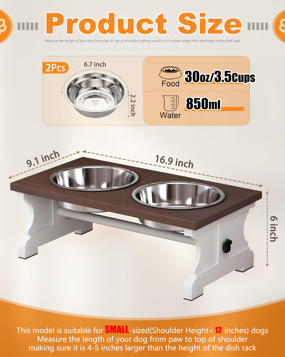 Piskyet two stainless steel bowls shine in the stand for clean meals.