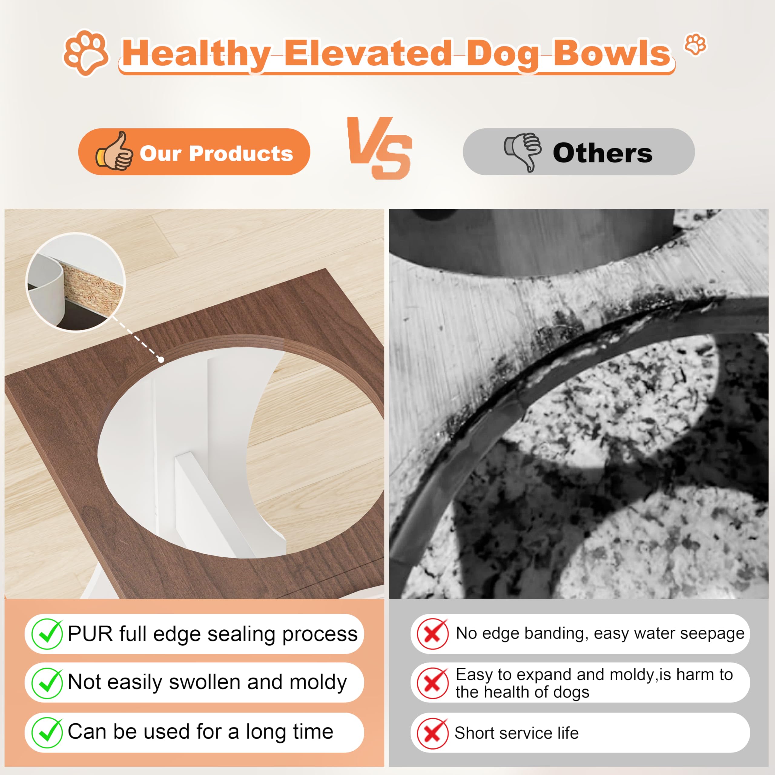Piskyet waterproof wooden stand with safe finish protects floors during meals