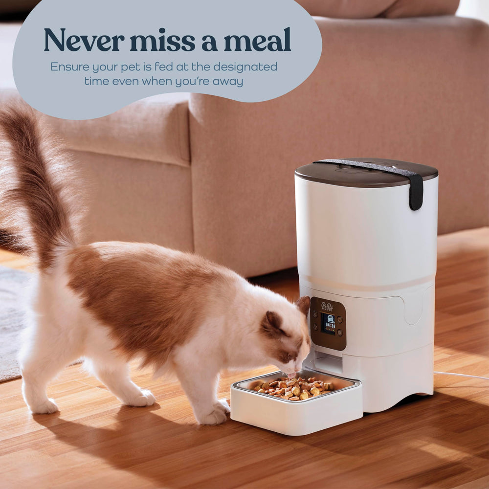 Pitpet feeder dispensing-mechanism demonstrates precise portion control for balanced feeding.