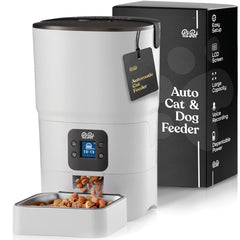 Pitpet Smart Automatic Cat Feeder front view shows 6L capacity for dependable meals.