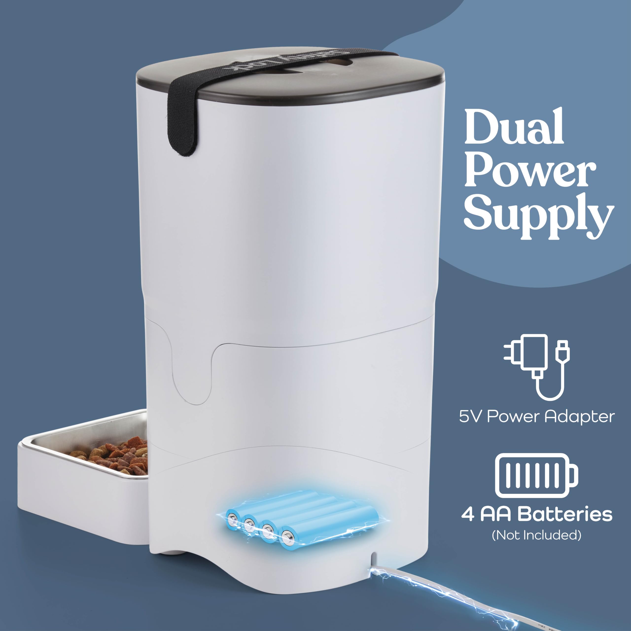 Pitpet feeder nonslip-base prevents tipping during active meal times.