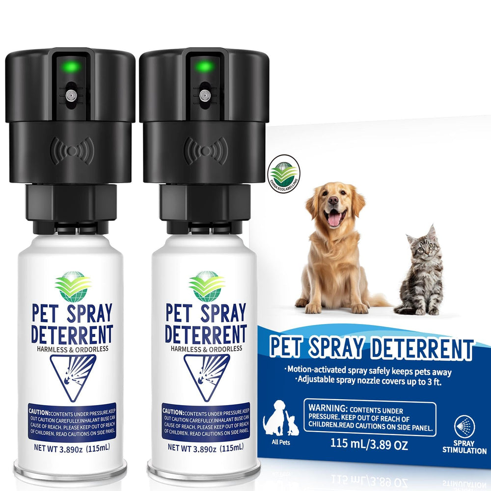 Piutezo cat spray deterrent system front view showing compact indoor design for discreet deterrence.