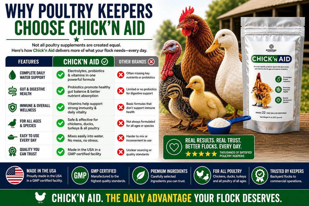 Pivotal Chick’n Aid USA-made emblem on packaging.