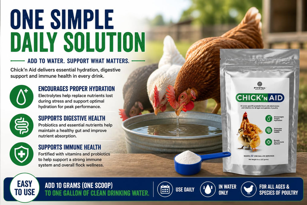 Pivotal Chick’n Aid probiotics graphic promotes gut health.